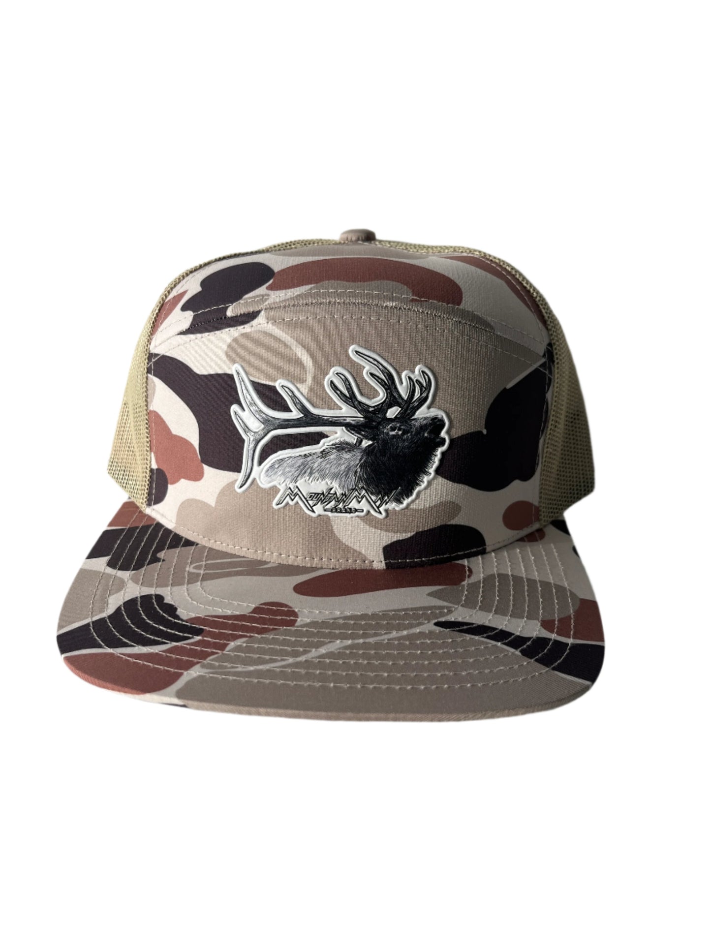 Herd Bull Elk Snapback Mesh Flat-Bill Hat - Camo