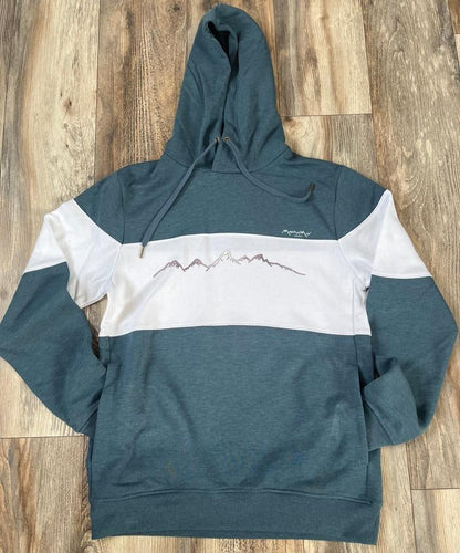 Teton Mountain Range Classic Stripe Hoodie - Storm Heather