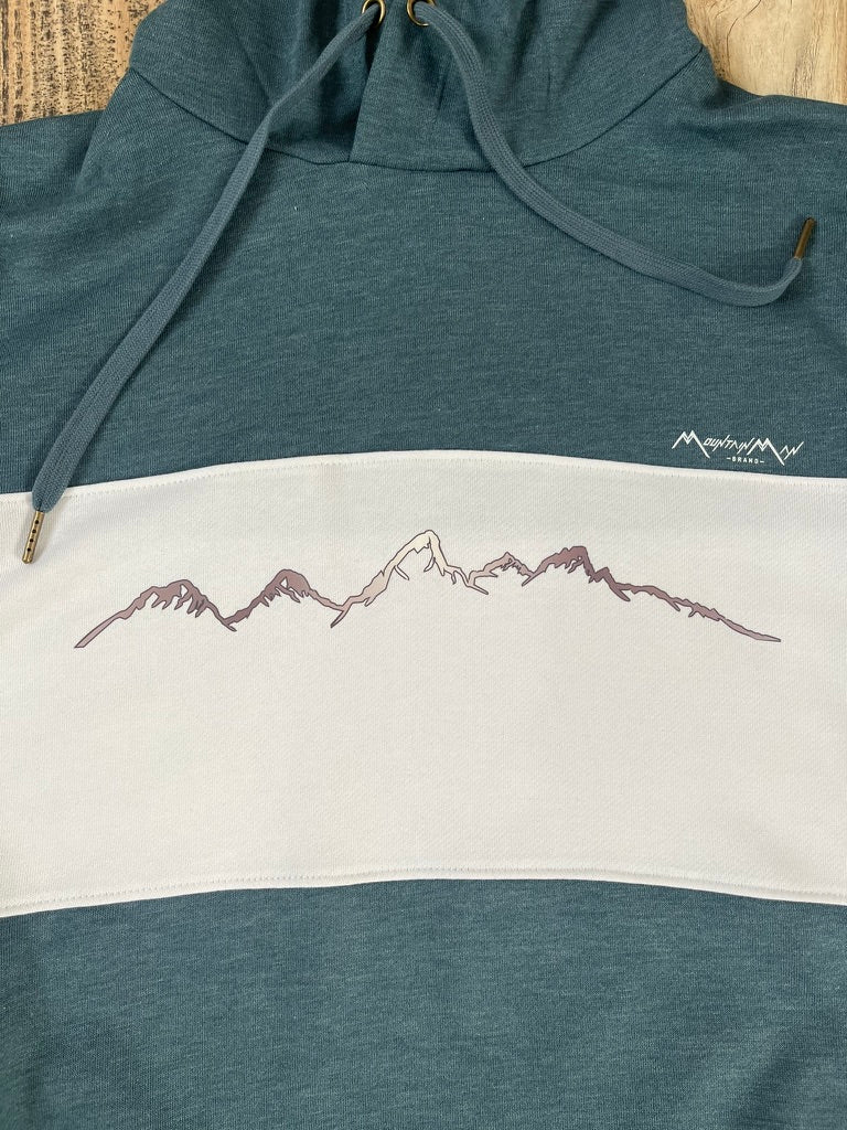 Teton Mountain Range Classic Stripe Hoodie - Storm Heather