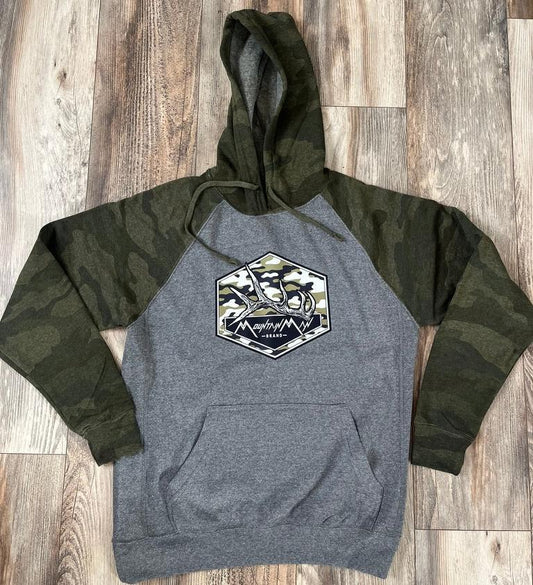 Raglan Forest Camo Elk Antler Hoodie